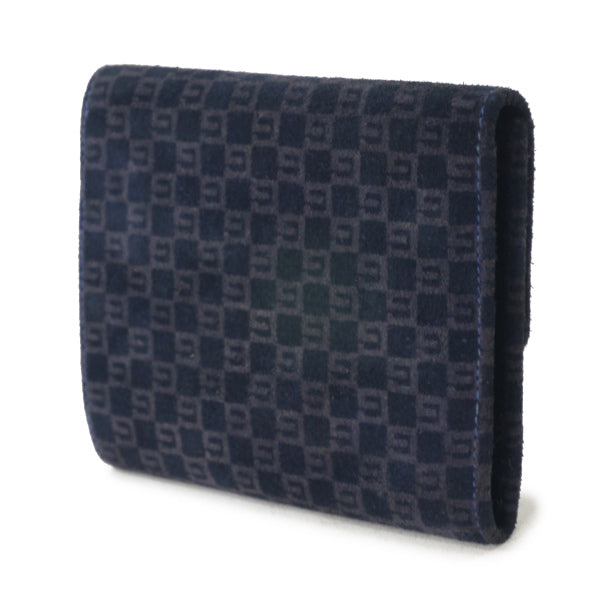 OLD Gucci70s!!スクエアGGスエード長財布（紺）