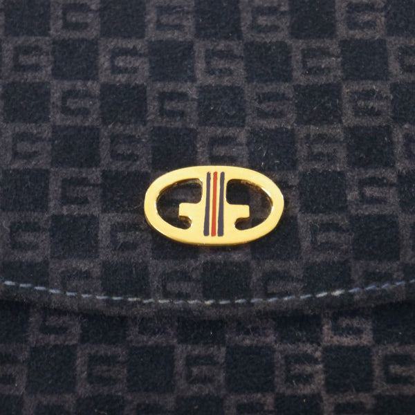 OLD Gucci70s!!スクエアGGスエード長財布（紺）