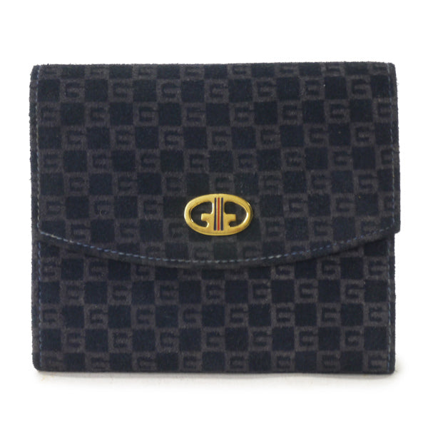 OLD Gucci70s!!スクエアGGスエード長財布（紺）