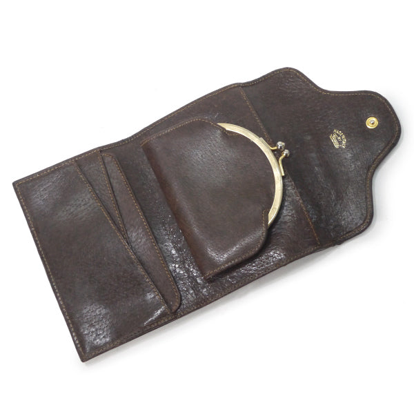 OLD Gucci　シェリーがま口折財布（茶/ジャガード ）