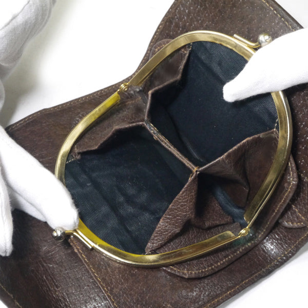 OLD Gucci　シェリーがま口折財布（茶/ジャガード ）