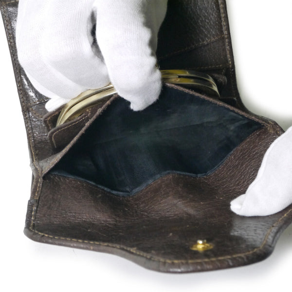 OLD Gucci　シェリーがま口折財布（茶/ジャガード ）