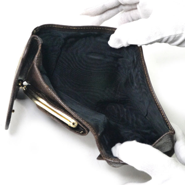 OLD Gucci　シェリーがま口折財布（茶/ジャガード ）