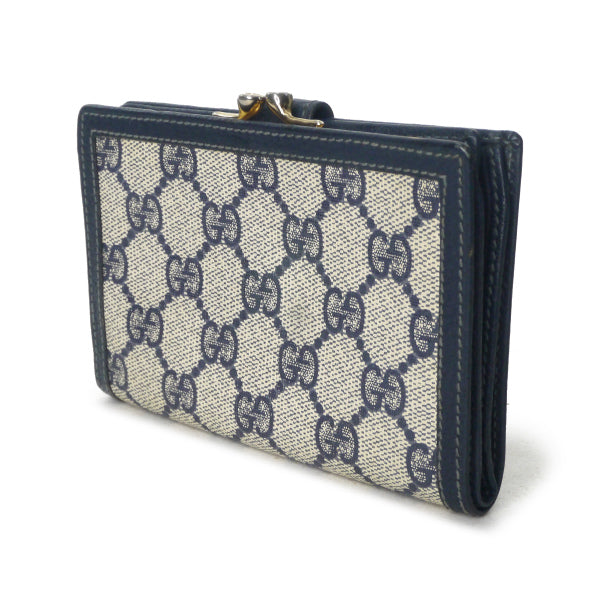 OLD Gucci　GG柄がま口ミドル財布（青）