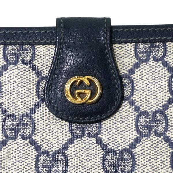 OLD Gucci　GG柄がま口ミドル財布（青）