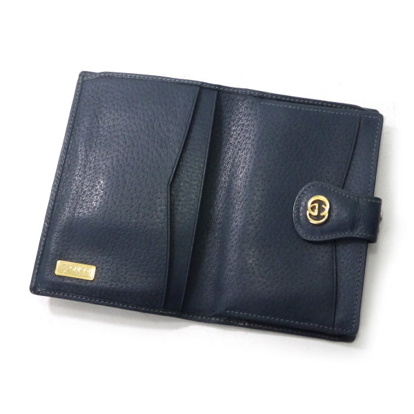OLD Gucci　GG柄がま口ミドル財布（青）