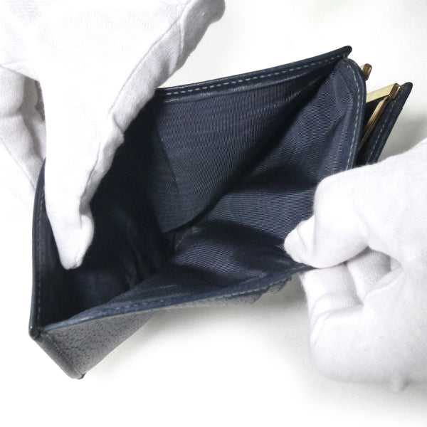 OLD Gucci　GG柄がま口ミドル財布（青）