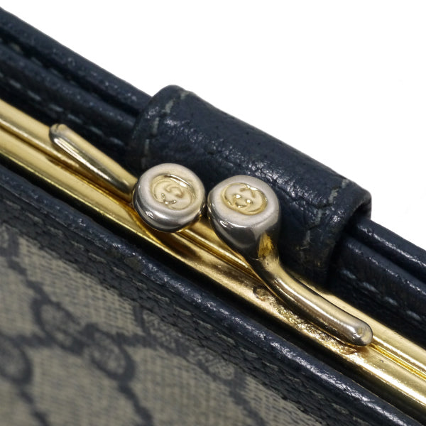 OLD Gucci　GG柄がま口ミドル財布（青）