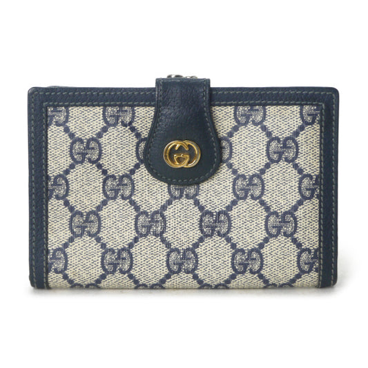 OLD Gucci　GG柄がま口ミドル財布（青）