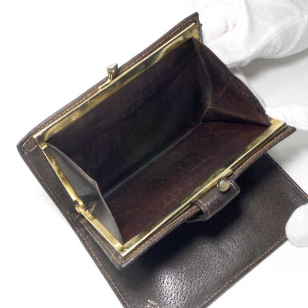 OLD Gucci　総革シェリーGG金具がま口折り財布（茶）