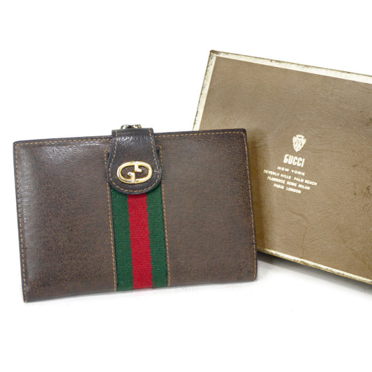 OLD Gucci　総革シェリーGG金具がま口折り財布（茶）