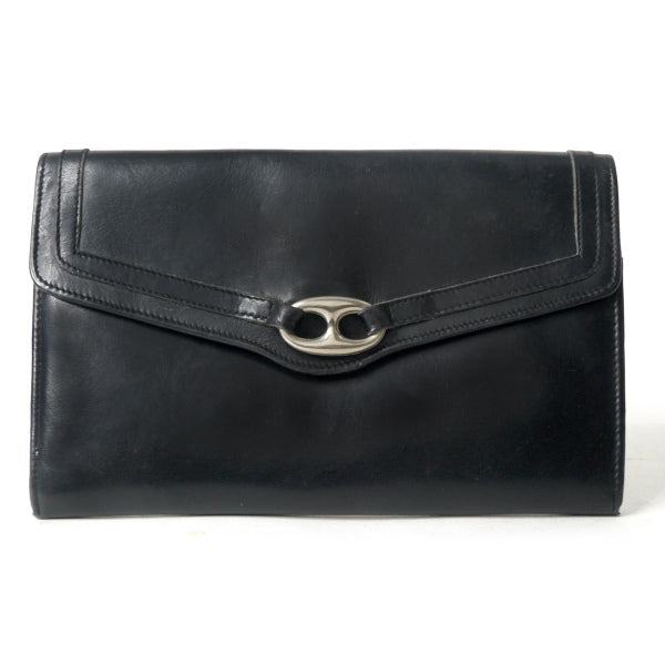 OLD Gucci　リンク金具レザー長財布（黒）