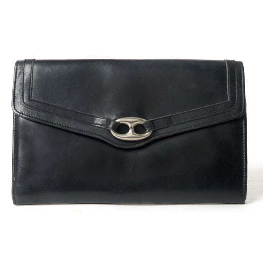 OLD Gucci　リンク金具レザー長財布（黒）