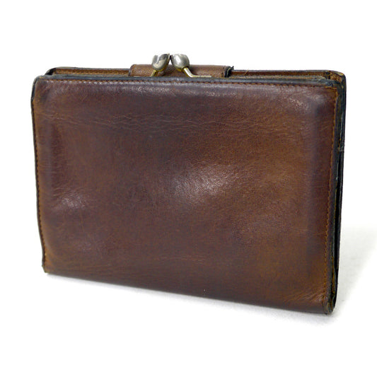 OLD Gucci　総革GG金具がま口折り財布（茶）