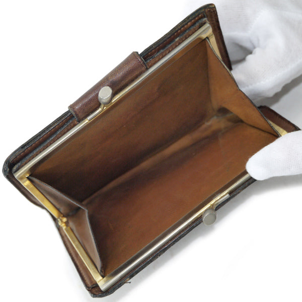 OLD Gucci　総革GG金具がま口折り財布（茶）