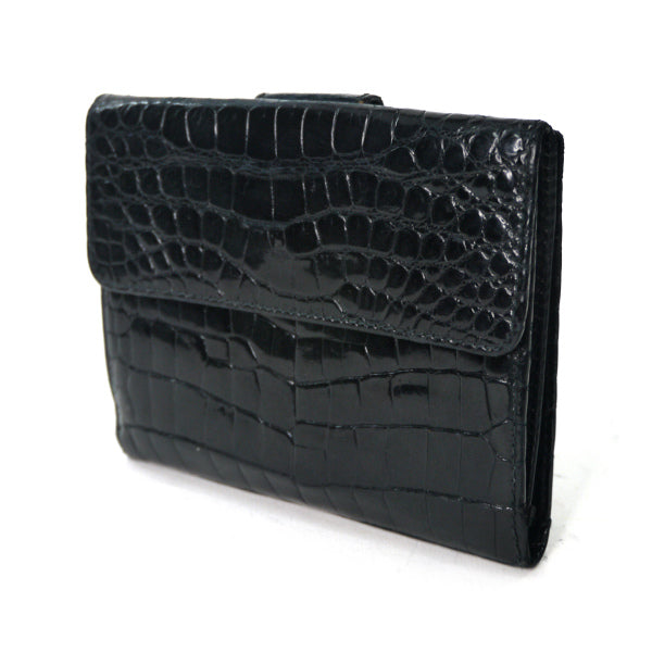 OLD Gucci　最高級クロコダイルWホック折財布（黒）