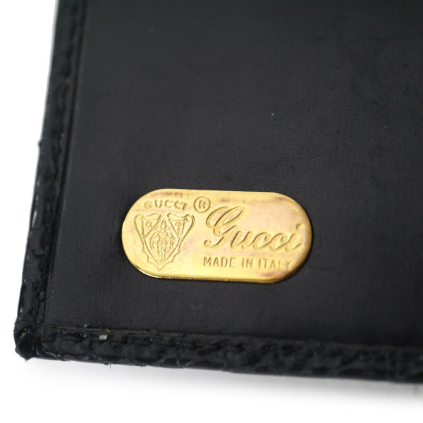 OLD Gucci　最高級クロコダイルWホック折財布（黒）