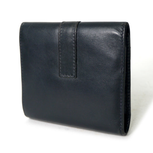 OLD Gucci　2つ折れビット金具がま口レザー財布（黒）