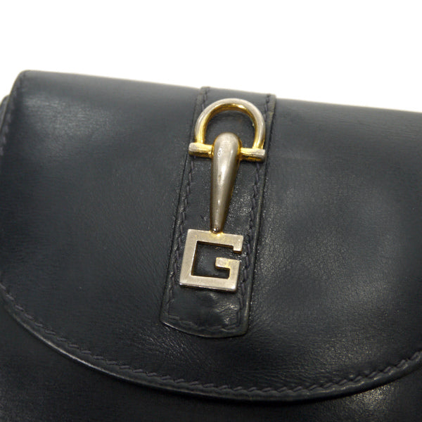 OLD Gucci　2つ折れビット金具がま口レザー財布（黒）