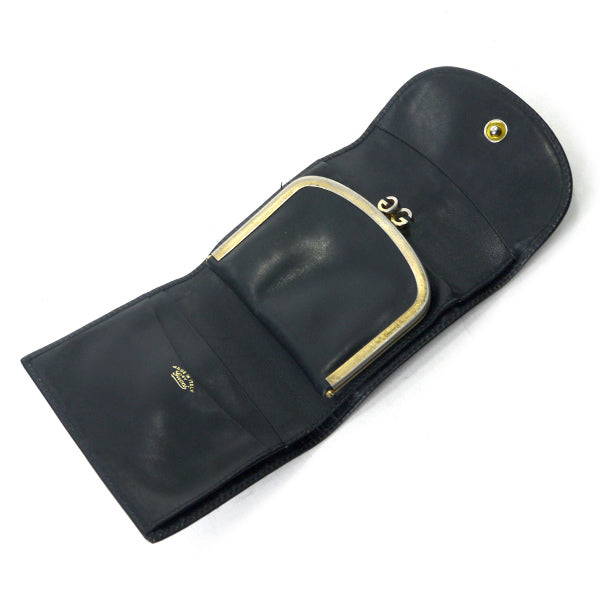 OLD Gucci　2つ折れビット金具がま口レザー財布（黒）