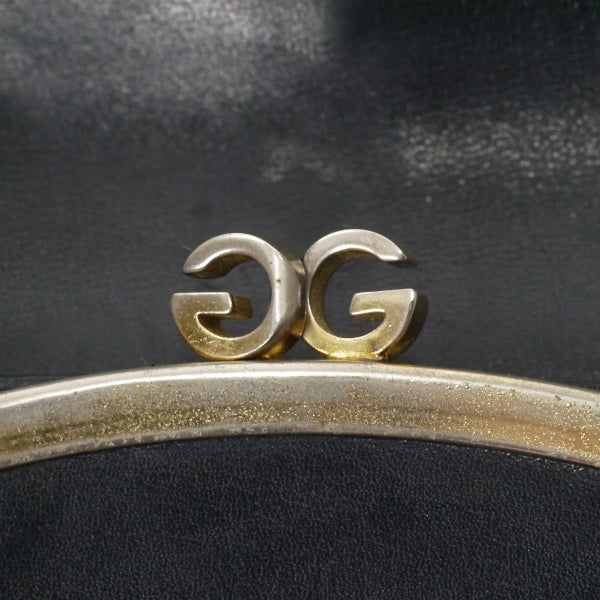 OLD Gucci　2つ折れビット金具がま口レザー財布（黒）