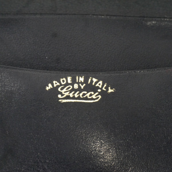 OLD Gucci　2つ折れビット金具がま口レザー財布（黒）