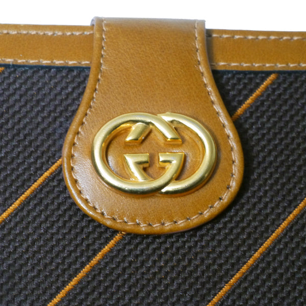 OLD Gucci 流れ星GG柄がま口ミドル折財布（茶）