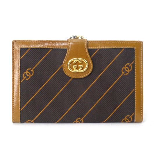 OLD Gucci 流れ星GG柄がま口ミドル折財布（茶）