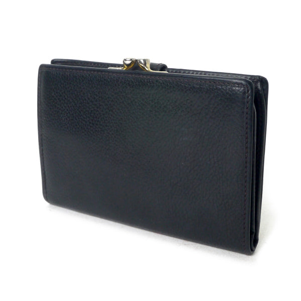 OLD Gucci 　シボレザーがま口ミドル財布（黒）