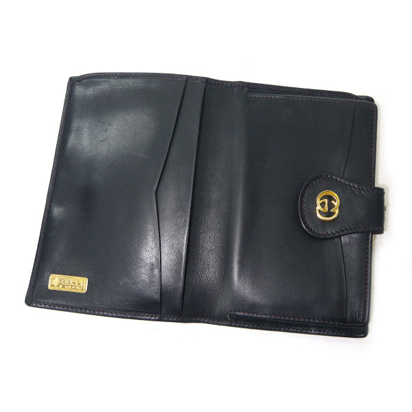 OLD Gucci 　シボレザーがま口ミドル財布（黒）
