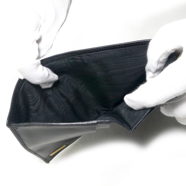 OLD Gucci 　シボレザーがま口ミドル財布（黒）