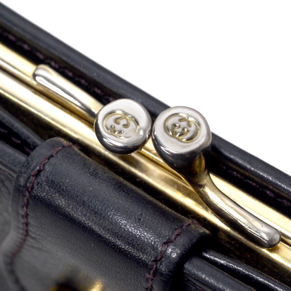 OLD Gucci 　シボレザーがま口ミドル財布（黒）