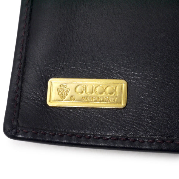 OLD Gucci 　シボレザーがま口ミドル財布（黒）