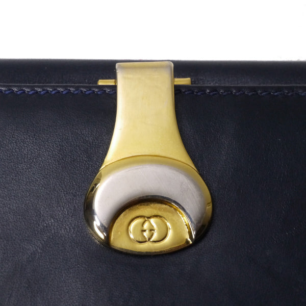 OLD Gucci　総革GG留め具折り財布（濃紺）