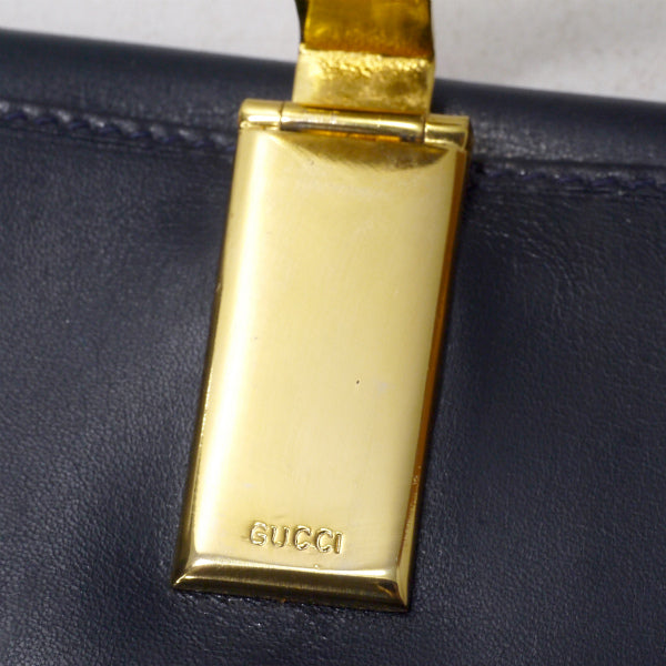OLD Gucci　総革GG留め具折り財布（濃紺）