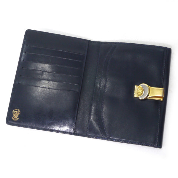 OLD Gucci　総革GG留め具折り財布（濃紺）