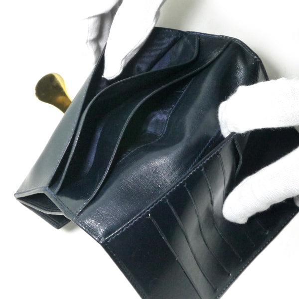 OLD Gucci　総革GG留め具折り財布（濃紺）