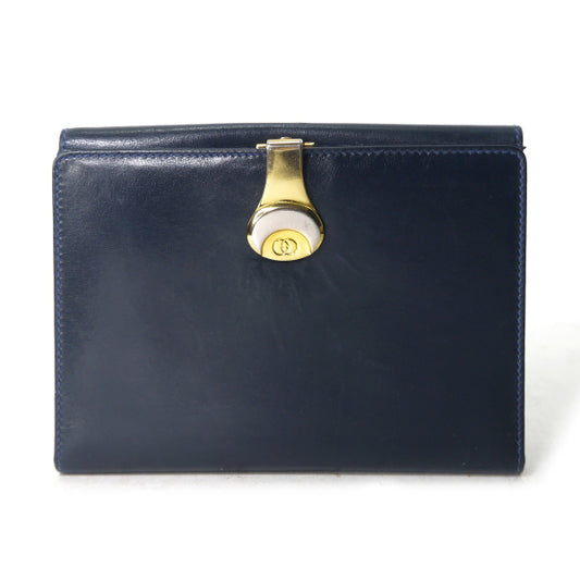 OLD Gucci　総革GG留め具折り財布（濃紺）