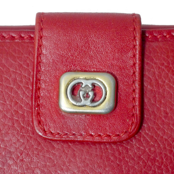 OLD Gucci　GG留め具シュリンクレザー Wホック長財布（赤）
