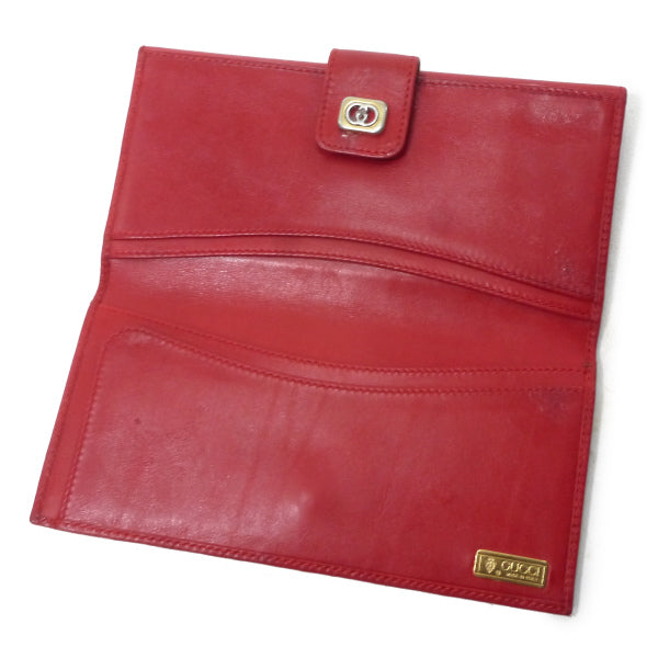 OLD Gucci　GG留め具シュリンクレザー Wホック長財布（赤）