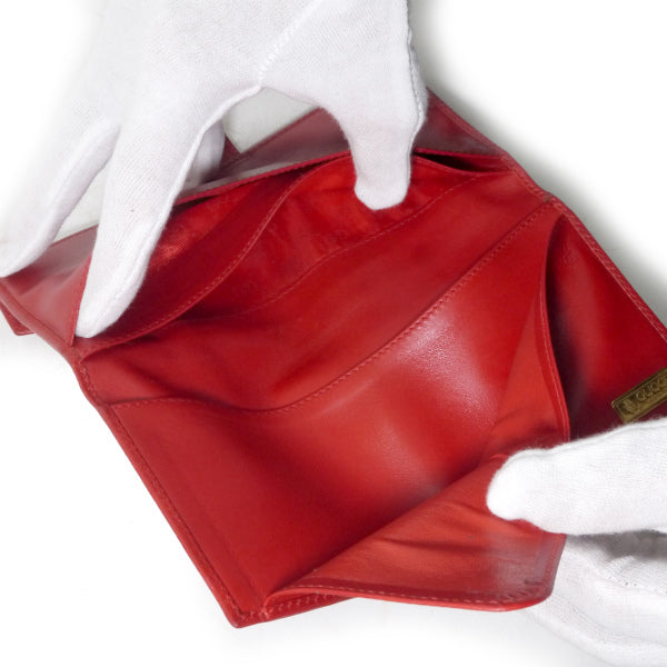 OLD Gucci　GG留め具シュリンクレザー Wホック長財布（赤）