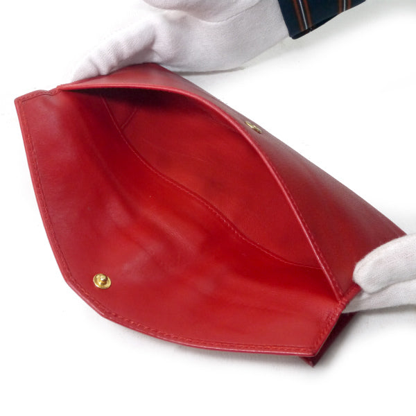 OLD Gucci　GG留め具シュリンクレザー Wホック長財布（赤）