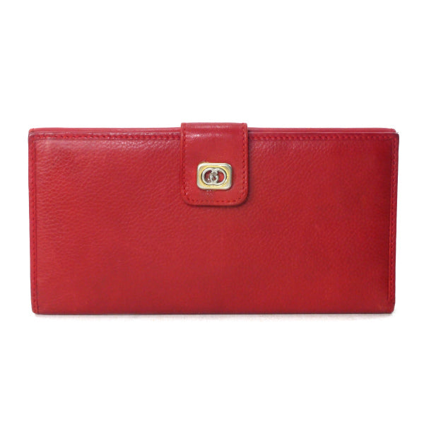 OLD Gucci　GG留め具シュリンクレザー Wホック長財布（赤）