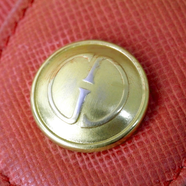OLD Gucci  ＜訳あり＞金ボタン型押しWホック折財布（朱色）