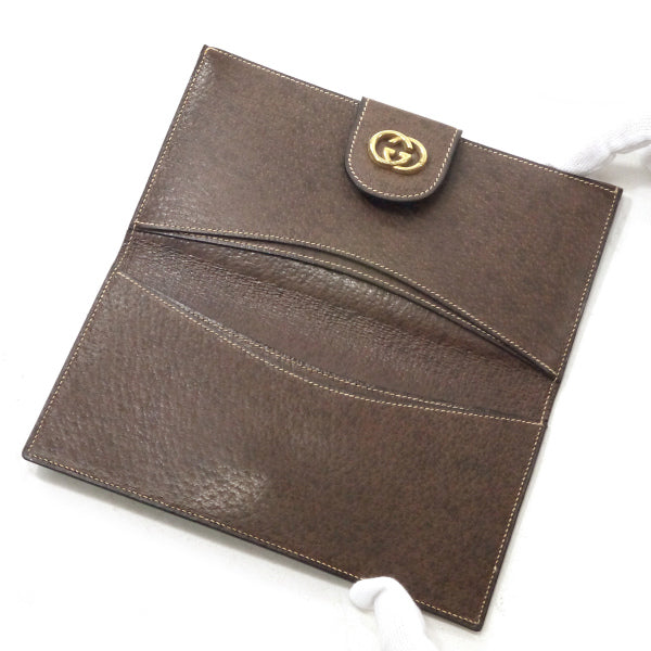 OLD Gucci　デットストック！ピグスキンGG留め具 長財布（茶/箱付き）