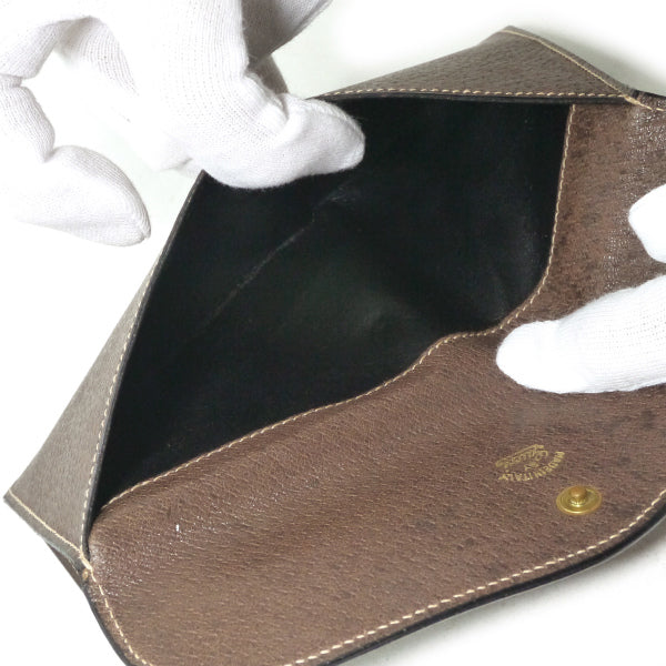 OLD Gucci　デットストック！ピグスキンGG留め具 長財布（茶/箱付き）