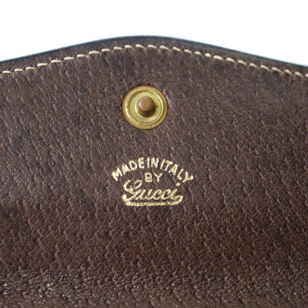 OLD Gucci　デットストック！ピグスキンGG留め具 長財布（茶/箱付き）