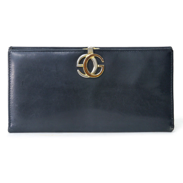 OLD Gucci 総革GG留め具デュアルトーン長財布（黒×赤）