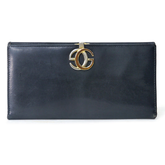 OLD Gucci 総革GG留め具デュアルトーン長財布（黒×赤）