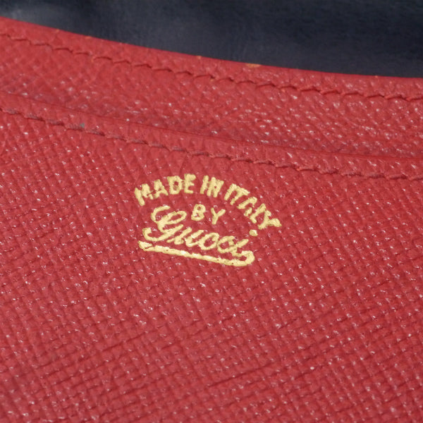 OLD Gucci 総革シェリーGG留め具デュアルトーン長財布（濃紺×赤）